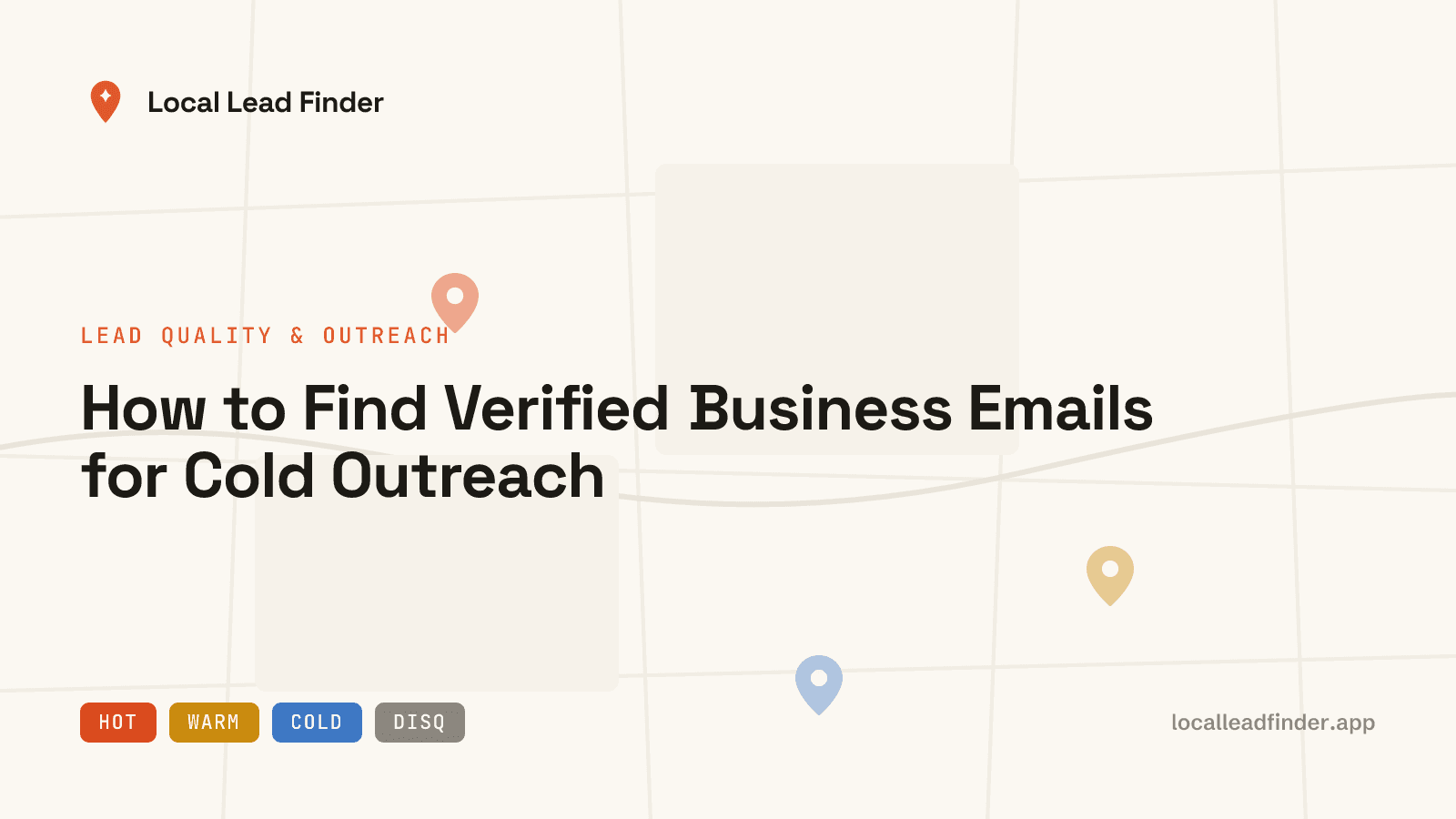 An email address being checked through a verification pipeline — syntax, domain, mailbox — ending in a green 'Deliverable' badge next to a business lead card.
